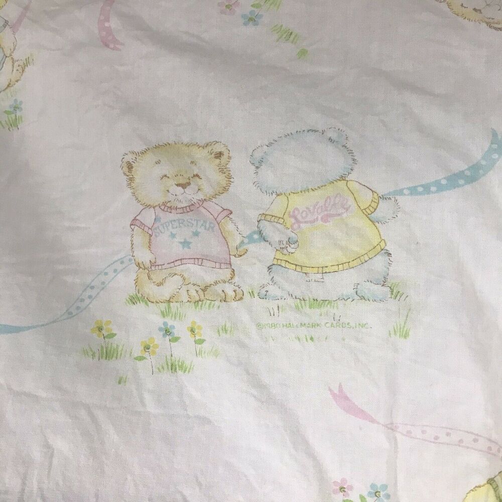 Vintage 1980s Hallmark Shirt Tales animals critters crib sheet fabric craft sew